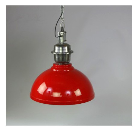 Lampe Lustre Industriel métal rouge Grand - Luminaire - Lecomptoirdesauthentics