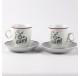Set 2 Tasses à café ou Thé C'EST L'HEURE  - Vaisselle - Art de la table - Lecomptoirdesauthentics