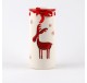 POT Vase CERF Blanc Rouge 22 CM - Décoration de Noël  - Lecomptoirdesauthentics