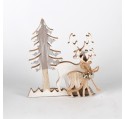 Sapin et 2 cerfs décoration en bois à poser Haut.15 cm