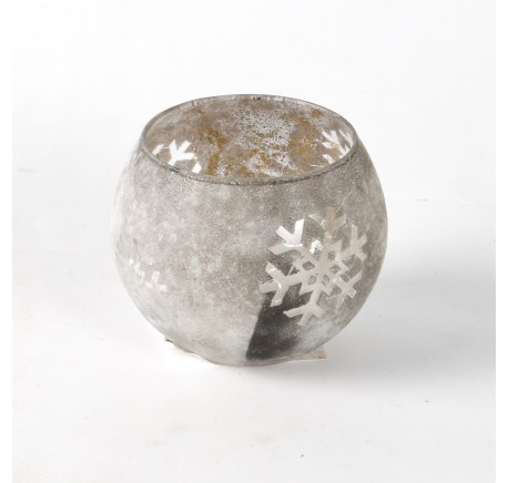 Photophore SHINE Diam. 10 cm gris - Décoration de Noël  - Lecomptoirdesauthentics
