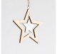 Suspension Etoile en bois ajouré naturel avec petite étoile blanche - Décoration de Noël  - Lecomptoirdesauthentics