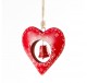Coeur métal rouge avec cloche en suspension noeud vichy rouge  16cm - Décoration de Noël  - Lecomptoirdesauthentics