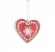 Coeur en bois rouge ajouré motifs flocons blancs  - Décoration de Noël  - Lecomptoirdesauthentics