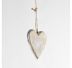 Suspension Coeur en bois naturel argenté flocon pailleté 8 cm - Décoration de Noël  - Lecomptoirdesauthentics