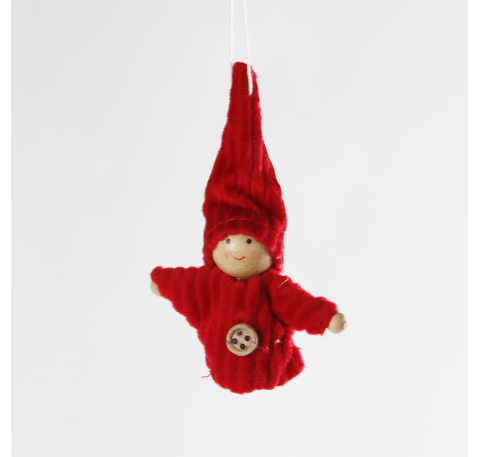 Lutin Fille à suspendre ANDY rouge 8 cm - Décoration de Noël -  Lecomptoirdesauthentics