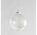 Suspension Boule de Noël verre paillettes 8 cm