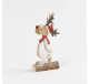 Renne de Noël Neige en bois rouge et blanc 23,5 cm - Décoration de Noël  - Lecomptoirdesauthentics