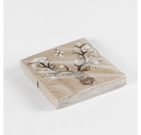 20 serviettes en papier motif tête de cerf - Décoration de Noël  - Lecomptoirdesauthentics