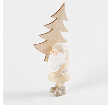 Déco de Noël Père-Noël avec sapin bois à poser  - Décoration de Noël  - Lecomptoirdesauthentics