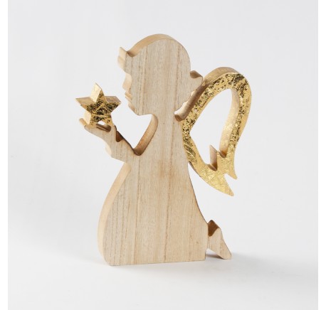 Déco de Noël ange en bois à poser HT 26,5 cm  - Décoration de Noël  - Lecomptoirdesauthentics