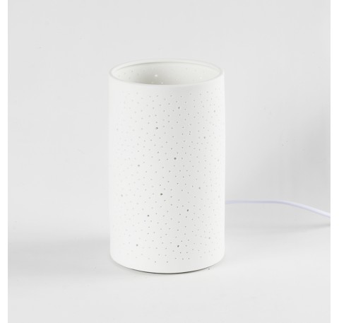 Lampe cylindrique motif pointillé céramique