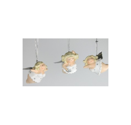 Suspente Ange MOLLY blanc 7cm - Décoration de Noël  - Lecomptoirdesauthentics