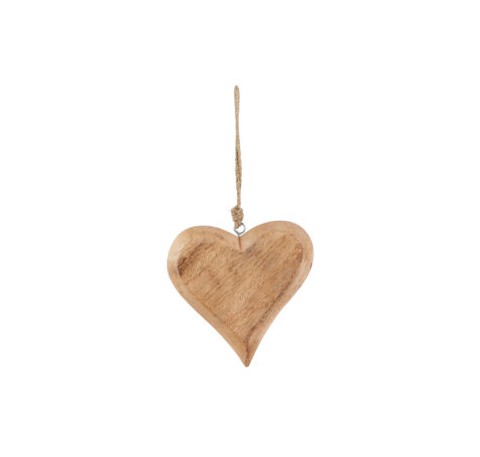 Coeur en bois miel Haut. 15 cm