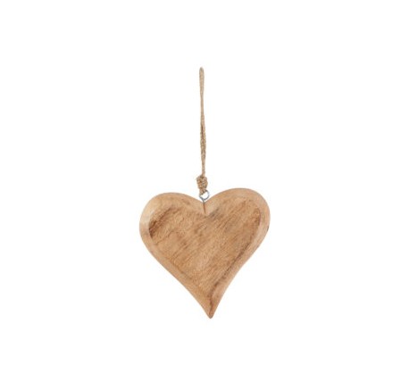 Coeur en bois miel Haut. 15 cm - Décoration de Noël  - Lecomptoirdesauthentics