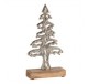 Sapin métal brillant sur socle bois 15,5 cm  - Décoration de Noël  - Lecomptoirdesauthentics