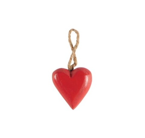 Coeur en bois Rouge 5 cm 