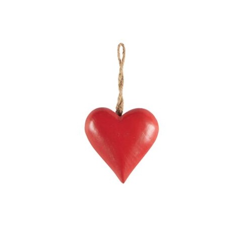 Coeur en bois Rouge 7,5 cm 