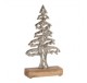 Sapin métal brillant sur socle bois 26 cm  - Décoration de Noël  - Lecomptoirdesauthentics