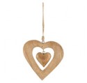 Coeur en bois avec coeur suspendu 20 cm 