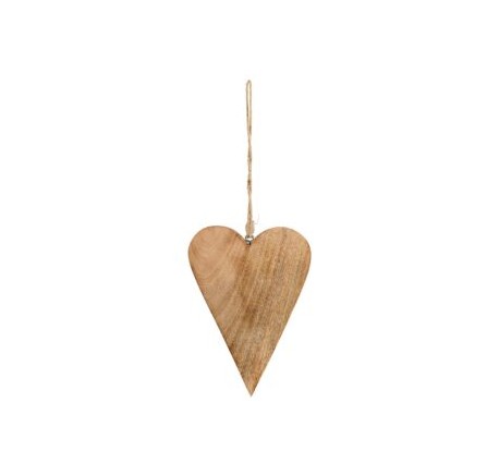 Coeur en bois allongée 26 cm  - Décoration de Noël  - Lecomptoirdesauthentics