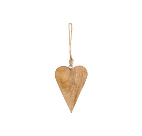 Coeur en bois allongée 16 cm  - Décoration de Noël  - Lecomptoirdesauthentics