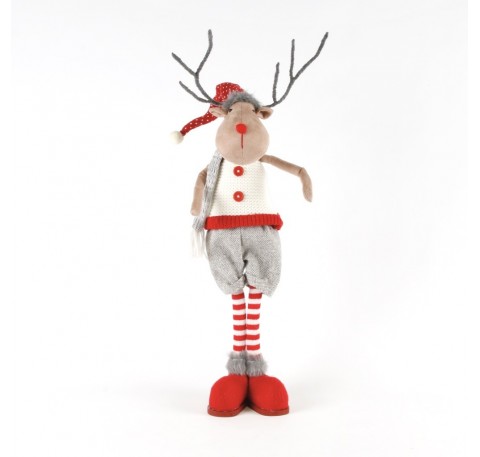 Figurine Renne de Noël Garçon Debout Longues Jambes 58 cm