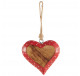 Coeur en bois rouge à pois  blancs 15 cm  - Décoration de Noël  - Lecomptoirdesauthentics