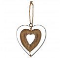 Suspente Coeur double bois et métal 15 cm