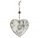 Coeur bois naturel avec fausse fourrure blanc/gris 8 cm - Décoration de Noël  - Lecomptoirdesauthentics