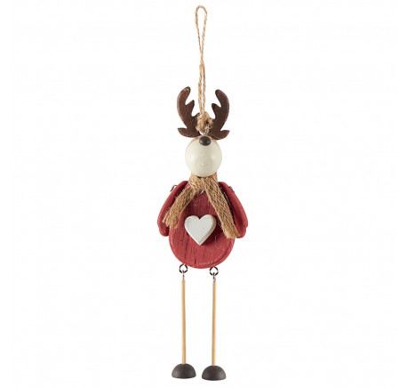 Cerf articulé à suspendre en bois Haut. 19,5 cm - Décoration de Noël  - Lecomptoirdesauthentics