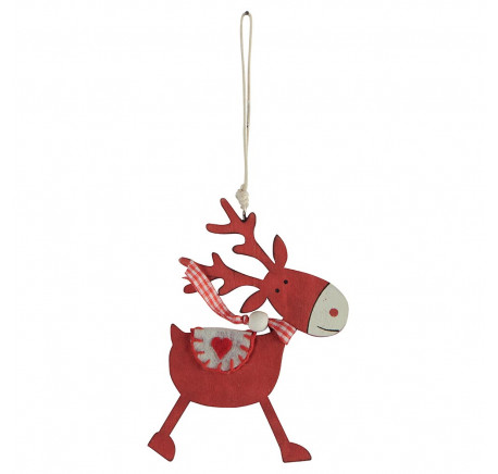 Suspension Renne rouge en bois - Décoration de Noël  - Lecomptoirdesauthentics